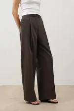 Antioch Coffee High-Waisted Pleated Women's Trousers