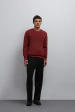 Antioch Açık Bordo Dokulu Erkek Kazak