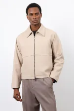 Antioch Bej Regular Fit Dokulu Erkek Mont