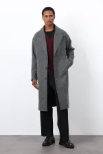 Manteau homme Antioch gris coupe décontractée à chevrons