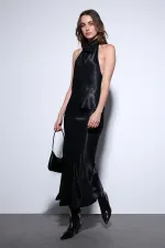 Antioch Siyah Saten Halter Kadın Top