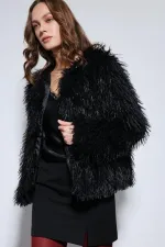 Manteau en fausse fourrure noire Antioch