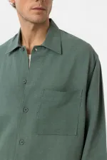 Chemise décontractée pour homme Antioch Green en lin mélangé