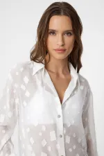 Antioch White Patterned Transparent Shirt