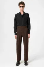Pantalon homme Antioch Coffee taille haute plissé coupe décontractée