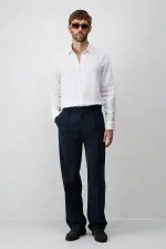 Antioch Beyaz 100% Keten Relax Fit Erkek Gömlek