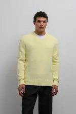 Antioch Yellow Textured V-Neck Men's Sweater