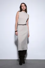 Antioch Stone Belt Detail Women's Midi Dress