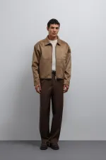 Antioch Bej Fermuarlı Suni Süet Erkek Mont