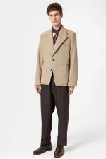 Blazer oversize pour homme, beige à chevrons, style Antioch