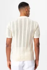 Antioch Ekru Polo Yaka Fermuarlı Örme Erkek T-Shirt