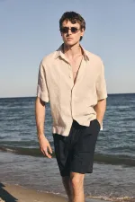 Antioch Beige 100% Linen Relaxed Men's Shirt