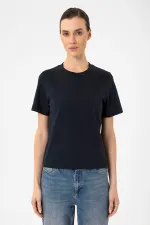 Antioch Navy Blue Women's Crew Neck Basic T-Shirt