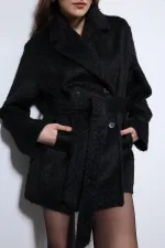 Antioch Siyah Kısa Suni Kürklü Kaban