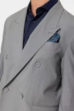 Antioch Grey Single Button Double-Breasted Men's Blazer Jacket