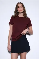 Antioch Bordo Basic Kadın T-Shirt