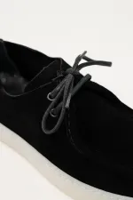 Antioch Siyah Yumuşak Dikişli Burun Deri Ayakkabı