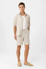 Antioch Taş Keten Karışımlı Erkek Şort