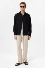 Antioch Black Textured Jacquard Cotton Men's Shirt