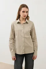 Antioch Beige Basic Slim Fit Women's Shirt