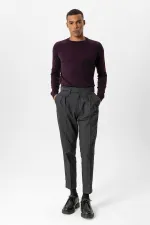 Antioch Plum Crew Neck Slim Fit Knit Sweater