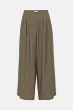 Antioch Khaki Linen Blend Women's Culotte Pants Antioch Khaki Linen Blend Women's Culotte Pants