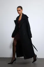 Antioch Black Oversize Belted Coat