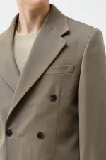 Antioch Haki Relax Fit Kruvaze Erkek Blazer Ceket