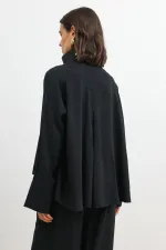 Antioch Siyah Özel Dik Yaka Kadın Gömlek