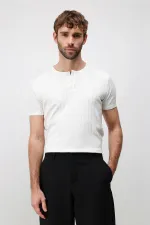Antioch Off-White Textured Men's Knit T-Shirt