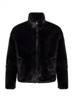 Manteau en fausse fourrure à col montant Antioch pour homme, noir