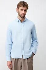 Chemise homme Antioch Bebe bleue en lin mélangé, coupe décontractée