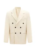 Antioch Ekru Relax Fit Kruvaze Erkek Blazer Ceket