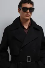 Trench-coat Antioch noir coupe décontractée pour homme