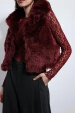 Gilet Antioch bordeaux aspect peluche