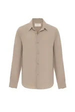 Chemise homme Antioch beige coupe décontractée en tissu modal