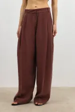 Antioch Burgundy Lyocell Blend Wide Leg Women's Trousers Antioch Burgundy Lyocell Blend Wide Leg Women's Trousers