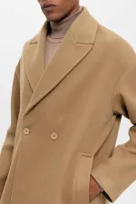 Antioch Dark Beige Oversize Double-Breasted Men's Coat