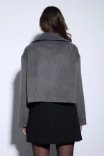 Manteau court croisé anthracite Antioch pour femme