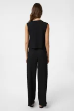 Antioch Black Textured Women's Suit with Tie Detail