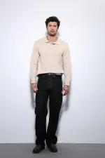 Pull basique pour homme Antioch beige à col polo