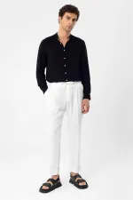 Antioch Black Mandarin Collar Men's Shirt