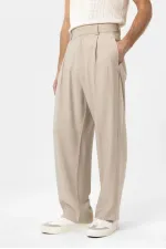 Antioch Bej Pileli Baggy Fit Erkek Pantolon