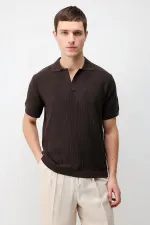 T-shirt en maille texturée haut de gamme Antioch Coffee pour homme