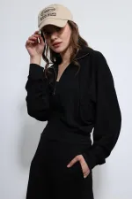 Antioch Siyah Geniş Paça Çizgili Eşofman Takım