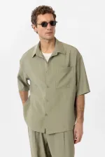 Chemise homme Antioch kaki décontractée à manches courtes