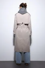 Trench-coat Antioch beige à double boutonnage et ceinture pour femme