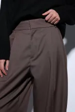 Antioch Kahve Pileli Palazzo Kadın Pantolon