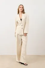 Antioch Cream Draped Slim Jacket