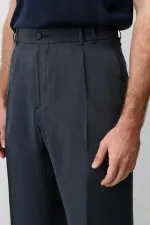 Antioch Lacivert Lyocell Relaxed Fit Pileli Erkek Pantolon